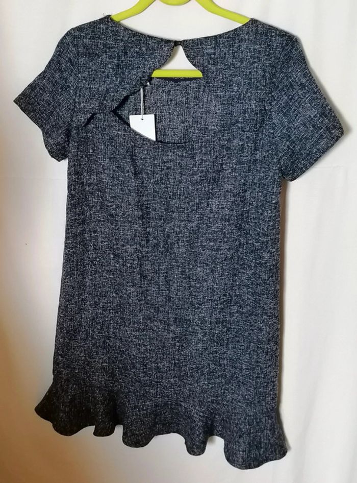 Robe type jean motif tweed volant bleu blanc taille S Y'Coo - photo numéro 10