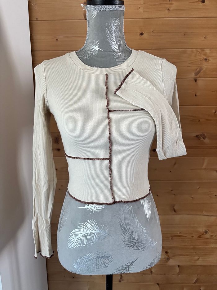 Top  manches longues beige taille S tee shirt