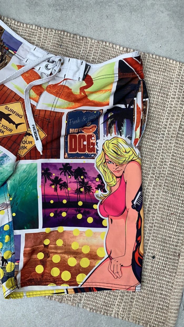 Short long de bain marque freegun taille XL modèle rare US faire offre - photo numéro 2