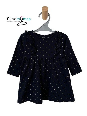 Robe à manches longues marine (coeurs dorés) - Kiabi 6 mois (67cm)