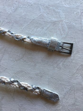 Jolie ceinture longueur 80 cm rose/ argenté