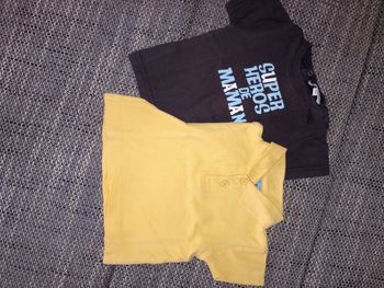 Lot tee-shirt+ polo 3 mois ( petit kimbaloo, chocolatine)