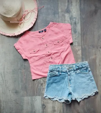 Lot fille haut court Kiabi et short