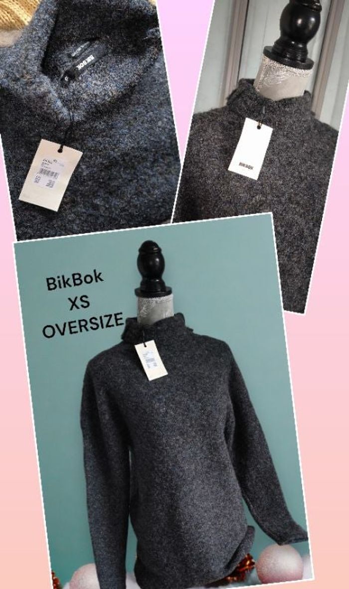 Neuf 🎀 hyper doux  Beau pull gris anthracite moucheté taille 34/36 Extra oversize  Marque BikBok