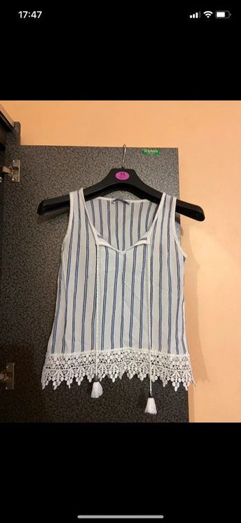 Débardeur blanc à rayures taille S