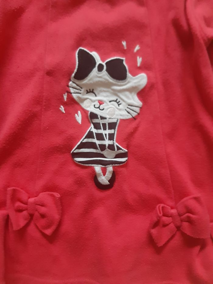 tunique rouge manches longues mi-saison fille - chat - 18 mois - photo numéro 3
