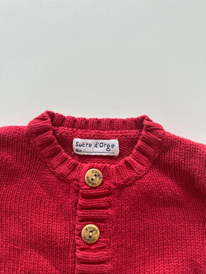 Gilet en tricot rouge - 3 mois - Sucre d’Orge - photo numéro 4