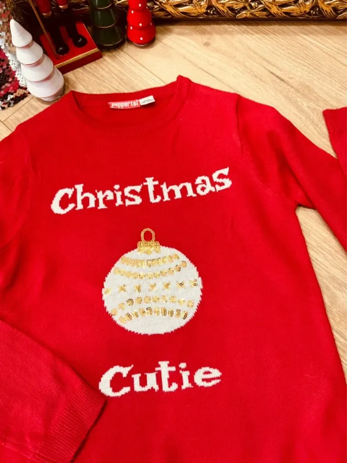 Taille 10 ans pull Noël fille Pepperts rouge * boule de Noël * 🎄 - photo numéro 3