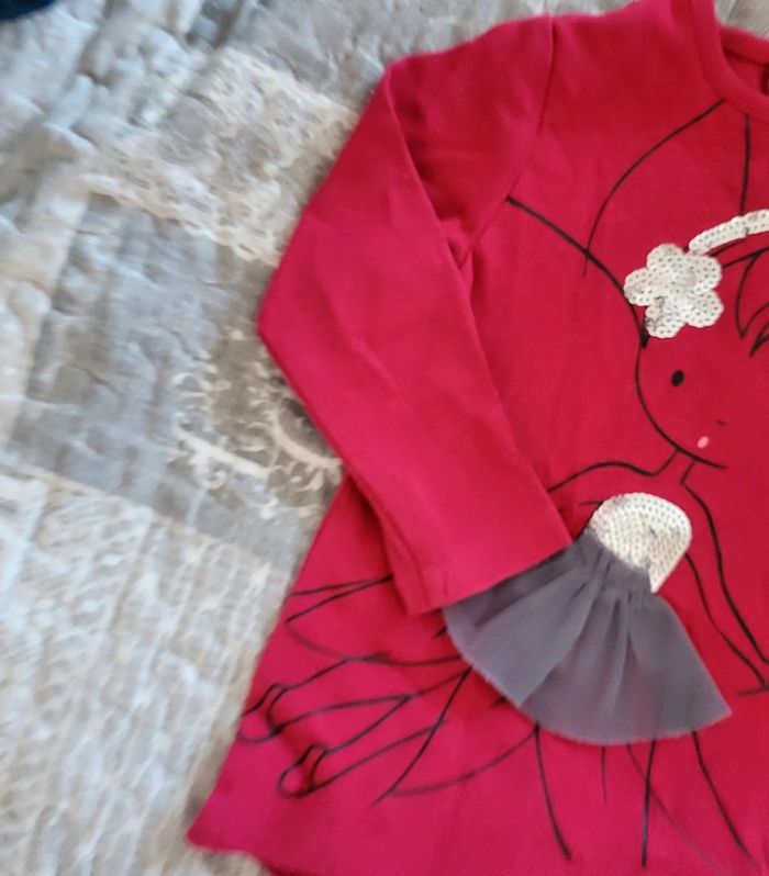 Tee shirt rose fée 12 mois - photo numéro 4