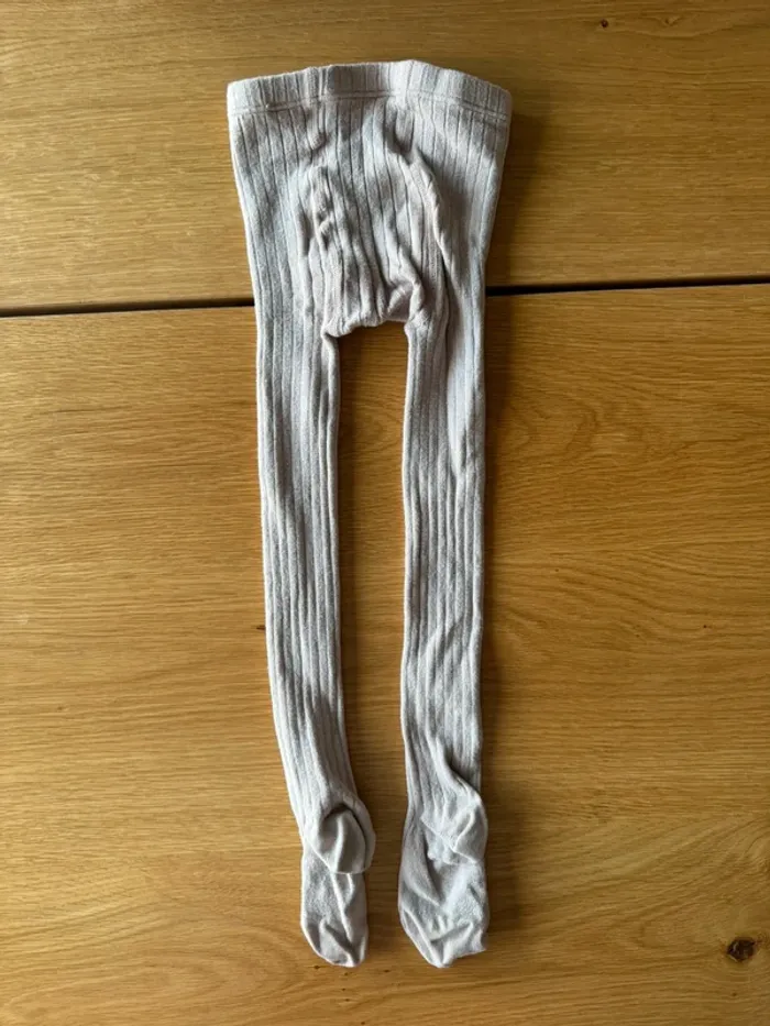 Lot de 3 paires de collants beige/jaune moutarde/rouge bordeaux côtelés - Taille 4 (pour du 4/5 Ans) - photo numéro 7