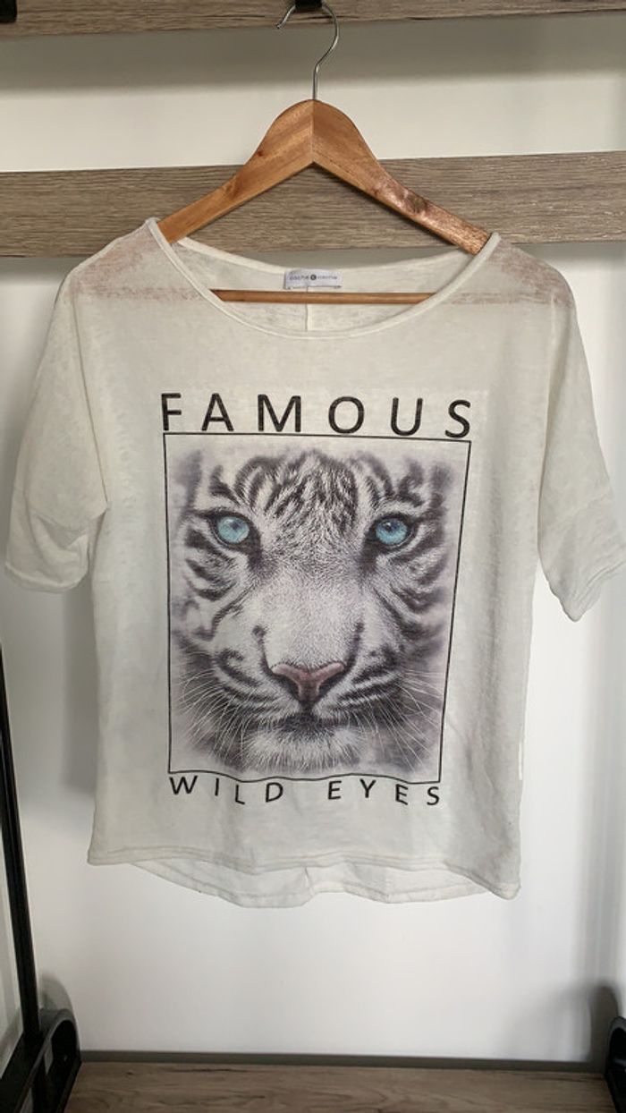 T-shirt tigre blanc Famous cache cache