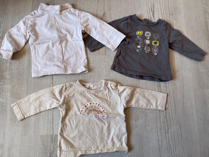 3 tee shirt manches longues tailles 3 mois