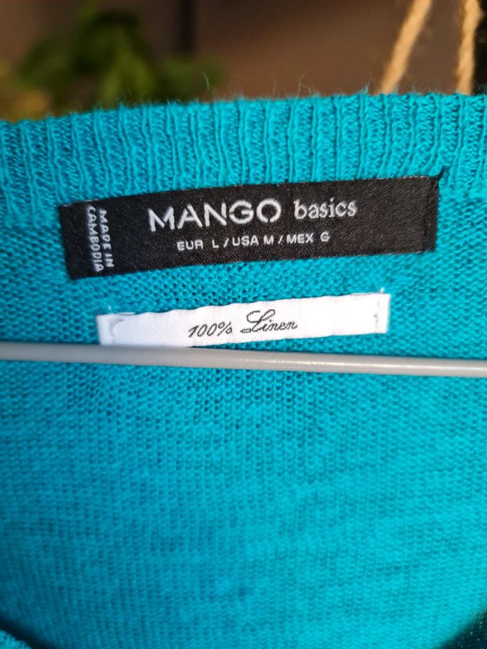 Pull col V en lin Mango - photo numéro 3