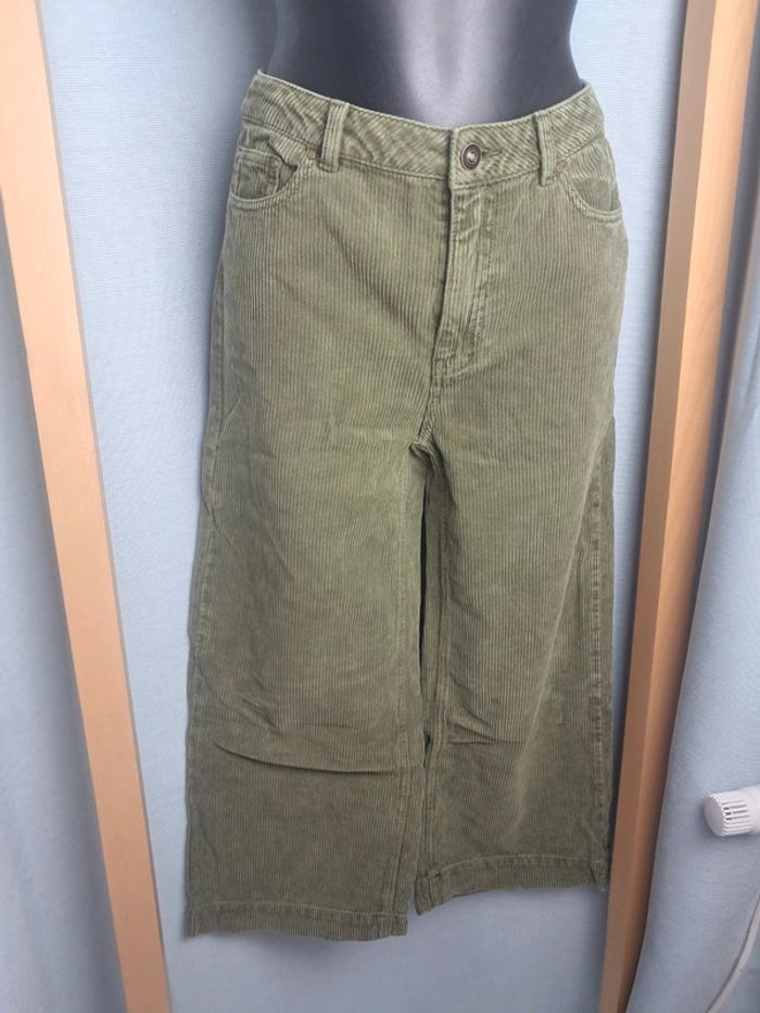 Maison 123 pantalon velour kaki jambes larges T 36