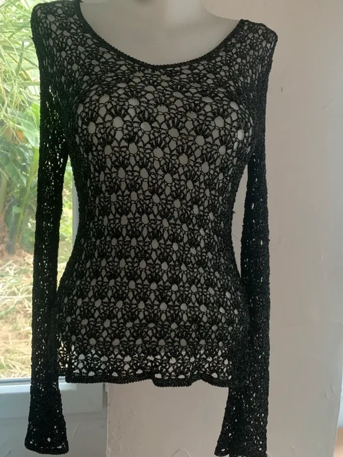 Pull vintage taille unique 36-38 manches longues brillant