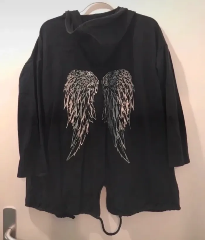 Veste unisexe demie saison capuche manche longue noir argenté taille XL - photo numéro 2