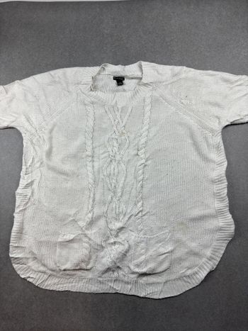 Pull vintage blanc à poche vintage torsadé cable knit