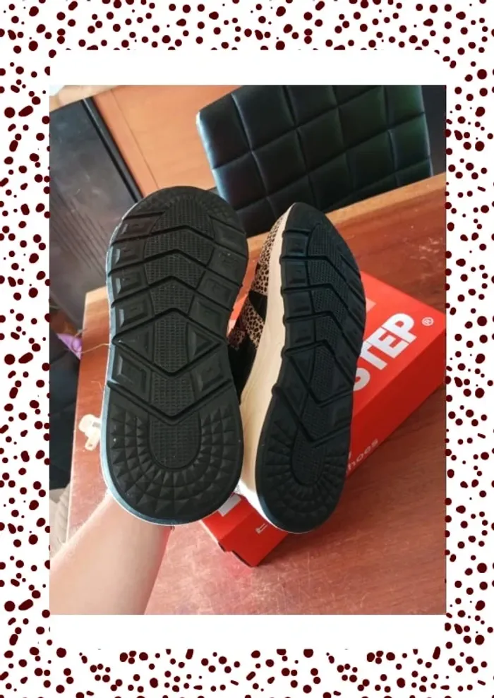 Basket femme neuve, noire plus motif léopard et rose paillettes - photo numéro 6