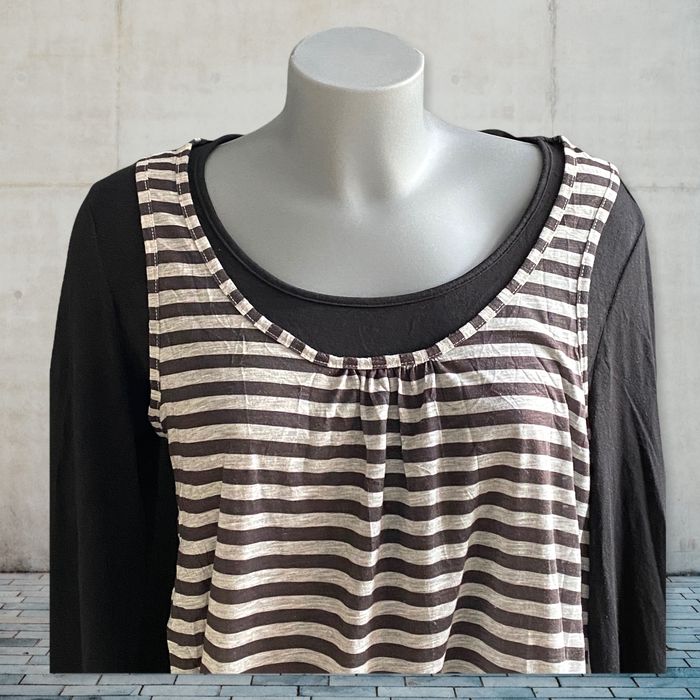 Haut noir et gris manches longues XL, teeshirt, haut, vintage, femme, Gémo, noir, gris, XL, manches - photo numéro 2