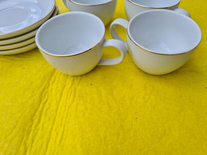 Tasses à café blanche + sous tasses - photo numéro 2