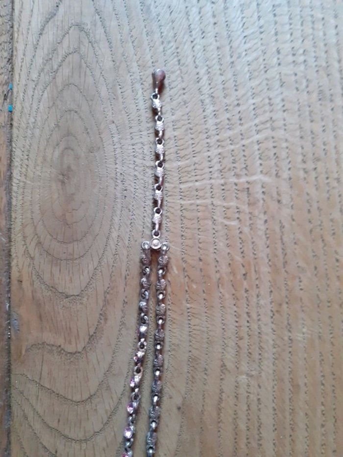 Neuf Collier en Y pierres taillées scintillantes rose - photo numéro 5