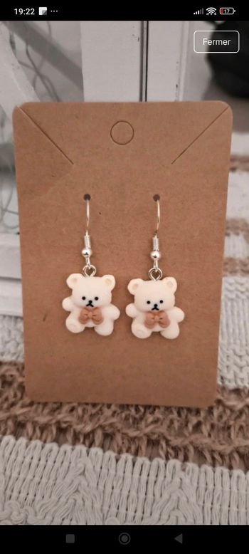 Boucles d'oreilles petit ours blanc