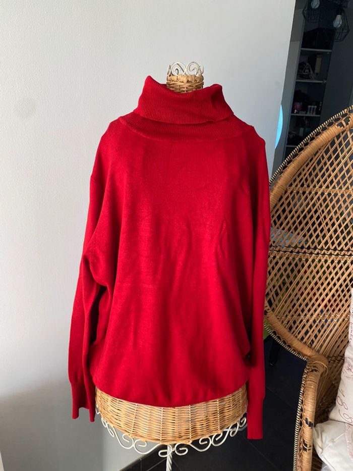 Pull col roulé Cintre à Cintre en maille rouge vif taille 7 L ou XL - photo numéro 7