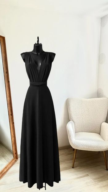 Robe noire taille unique multi positions dos nu faite en France