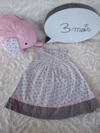 Robe sans manche Fille 3 mois Fleurs Obaïbi 100% coton