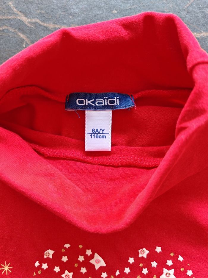 Sous-pull rouge coeur Okaïdi 6 ans - photo numéro 3