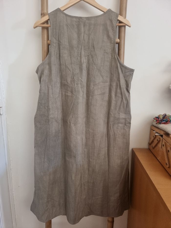 Robe longue chinoise noeud grenouille kaki taille M/L - photo numéro 3