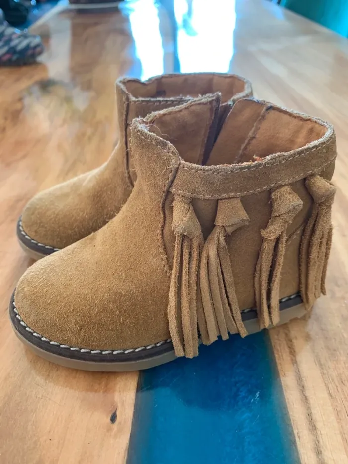 Bottines à franges suédine country taille 20