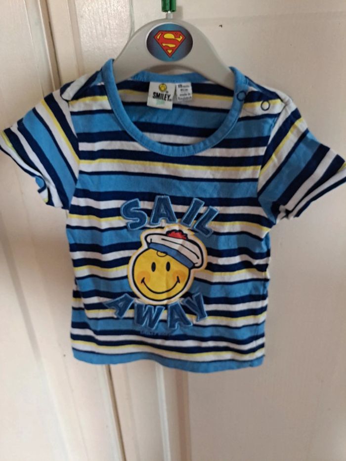 Tee-shirt rayure bleu et jaune smiley 18mois - photo numéro 9