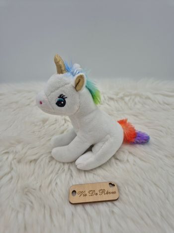 Doudou peluche licorne Blanc Multicolore 
