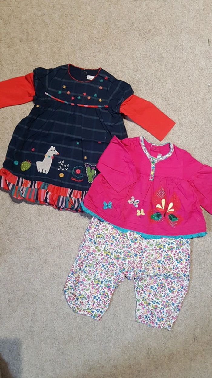 Lot de 2 robe/combinaison catimini fille 9 mois