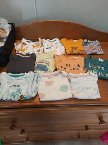 Lot de 10 t-shirts taille 9 mois 71cm