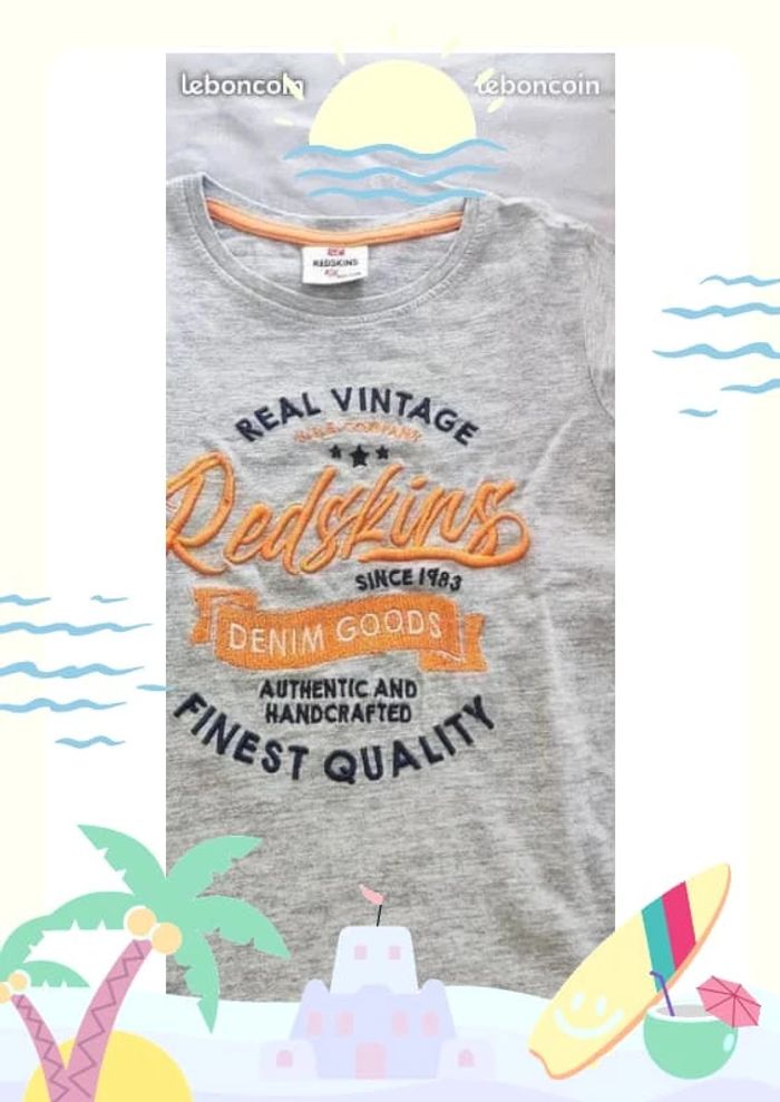 Tee shirt redskins gris 5 ans - photo numéro 2