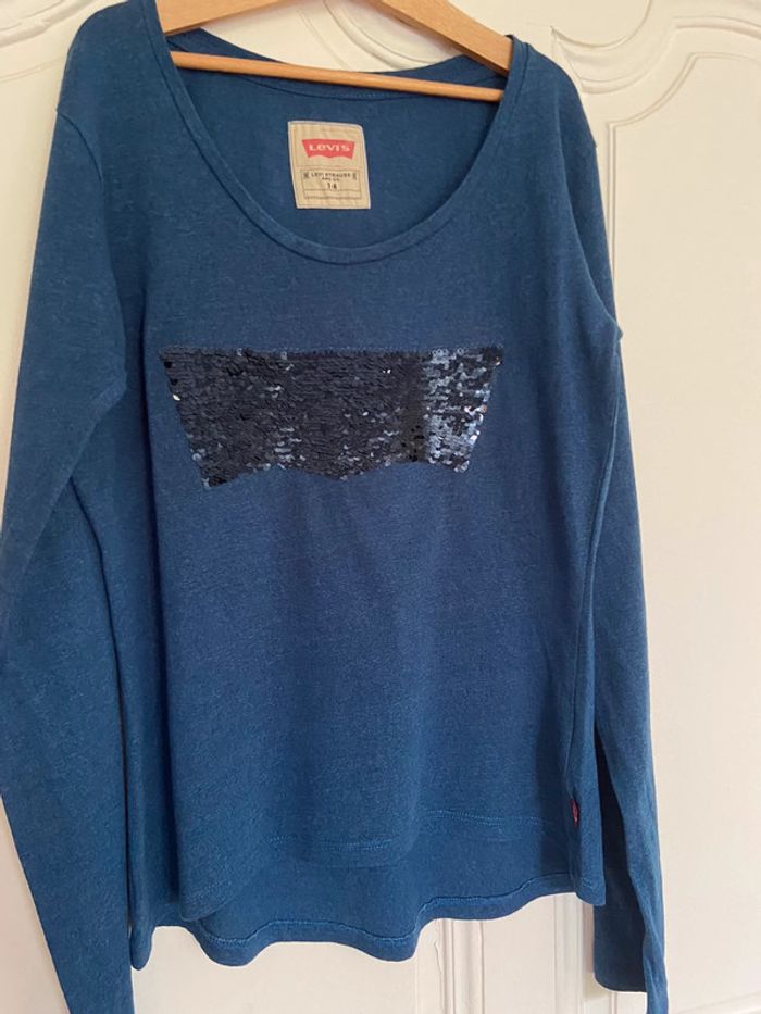 Tee-shirt manches longues fille à sequins Levi’s taille 14 ans - photo numéro 3