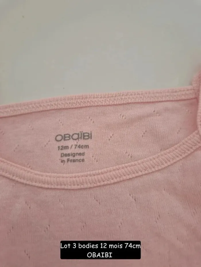 Collection 2025 🌸 3 bodies bretelles été Obaibi , Parfait état 🌸 12 mois 74 cm - photo numéro 11
