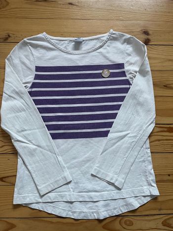 Tee-shirt blanc et violet Petit Bateau 10 ans