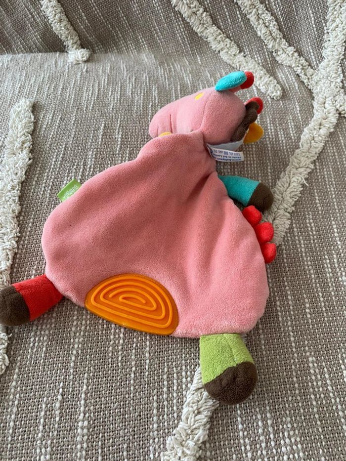 Peluche doudou plat 28cm Babysun Peppa Pig cochon rose et vert très bon état - photo numéro 3