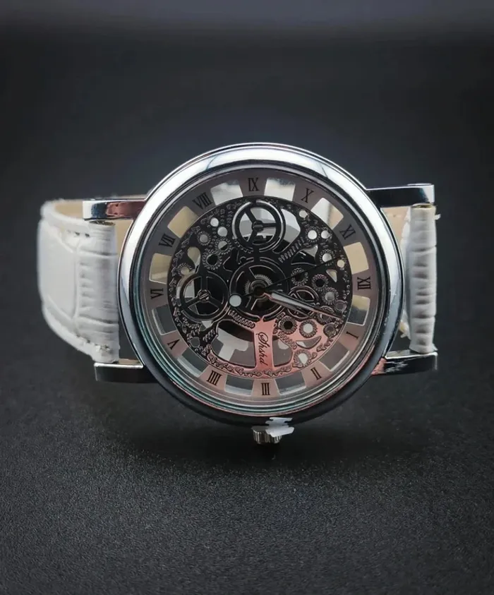 Montre blanche style mécanique-vintage - photo numéro 2