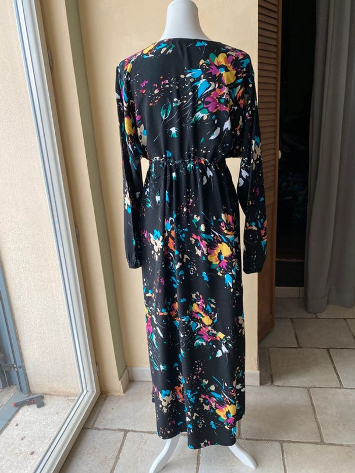 Robe longue noire à motifs multicolores S.E.N 44 - photo numéro 3