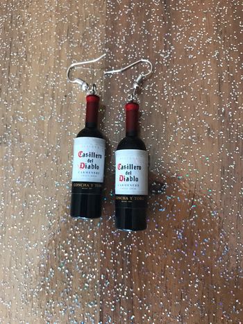 Boucles d’oreilles bouteilles de vin