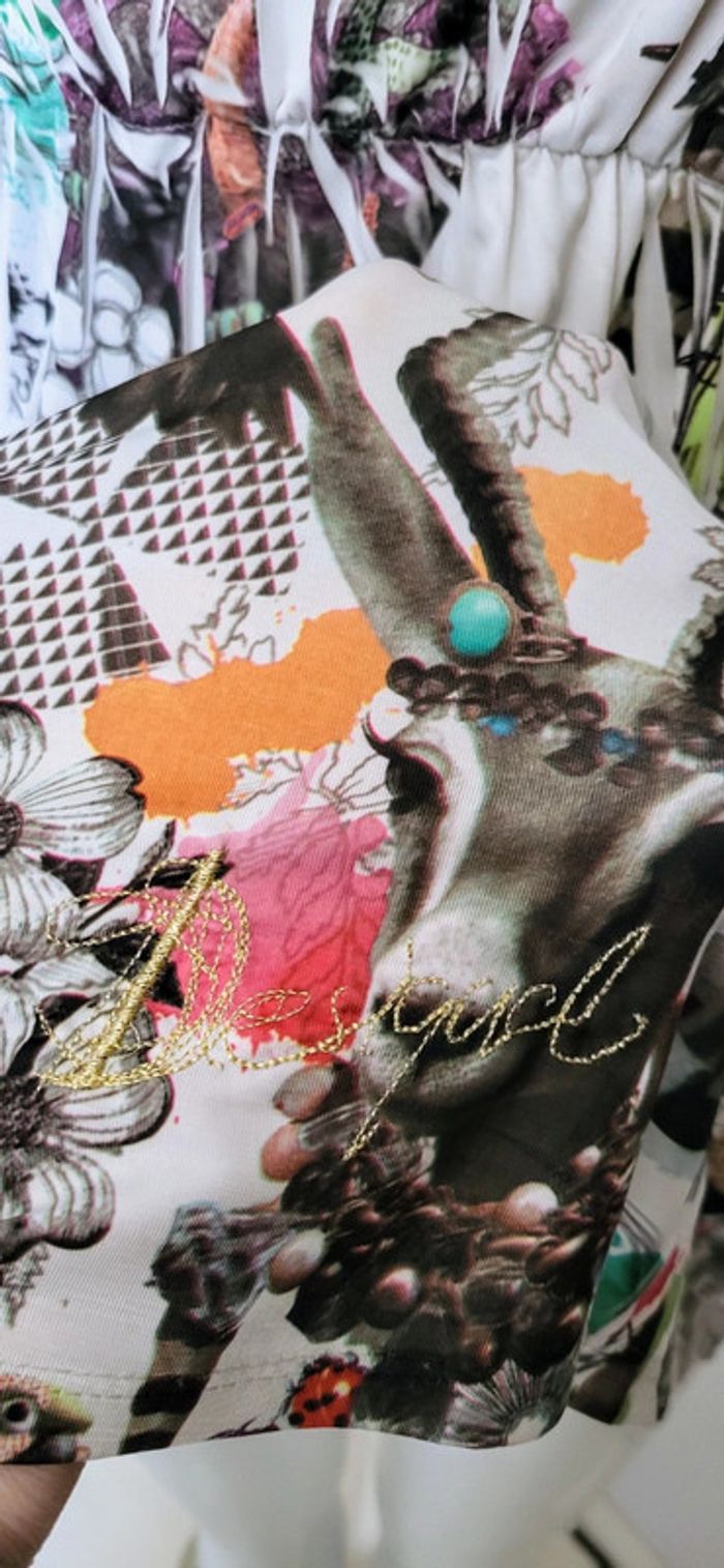 Robe blanche avec motifs colorés animaliers. Desigual L40/XL42. Neuve 🥰 - photo numéro 3