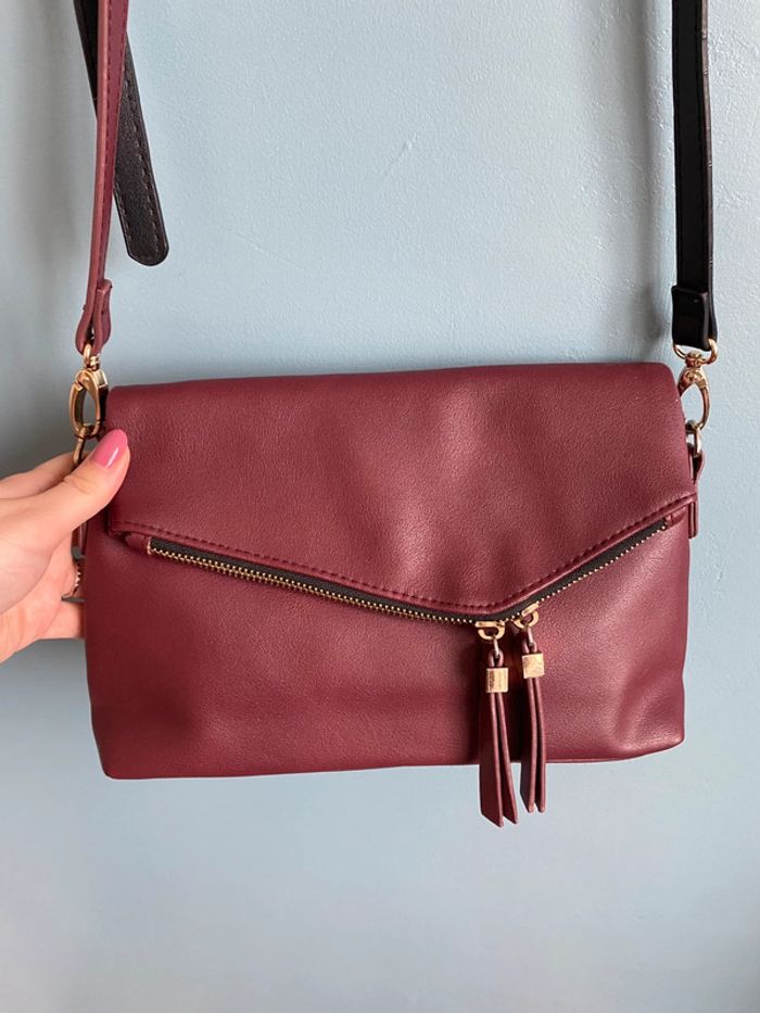 Joli sac à main bandoulière violet bordeau - photo numéro 2