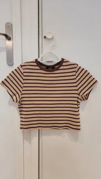 Crop top t-shirt court col rond 100% coton