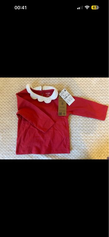 T-shirt manche longue, col Claudine 