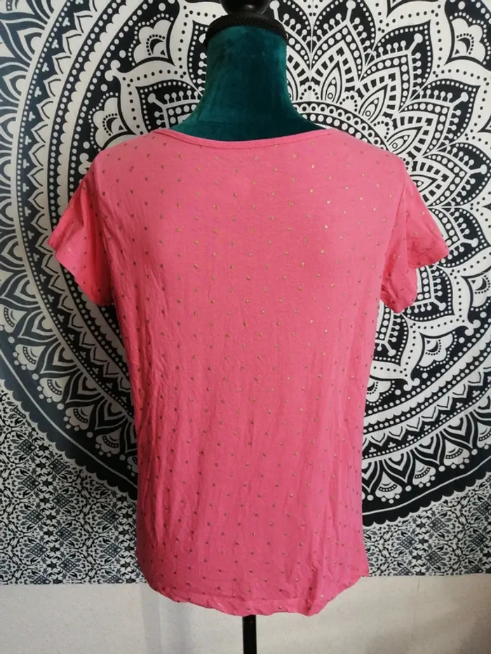 Tee-shirt rose à motifs pois dorés / u collection / (42-44) - photo numéro 4