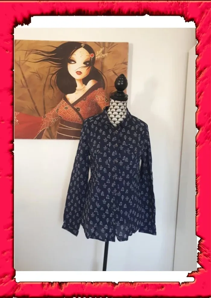 Chemise a motif manches retroussables taille 38